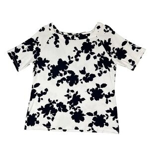 TALBOTS Blue & White Top Size Large‎ Boat Neck Short Sleeves Casual Beach